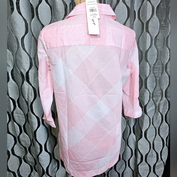 Foxcroft Gingham Vneck Blouse in Pink and White - Size 4, NWT - Picture 7 of 8